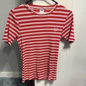 PINK Victoria's Secret Red and White Striped Tee